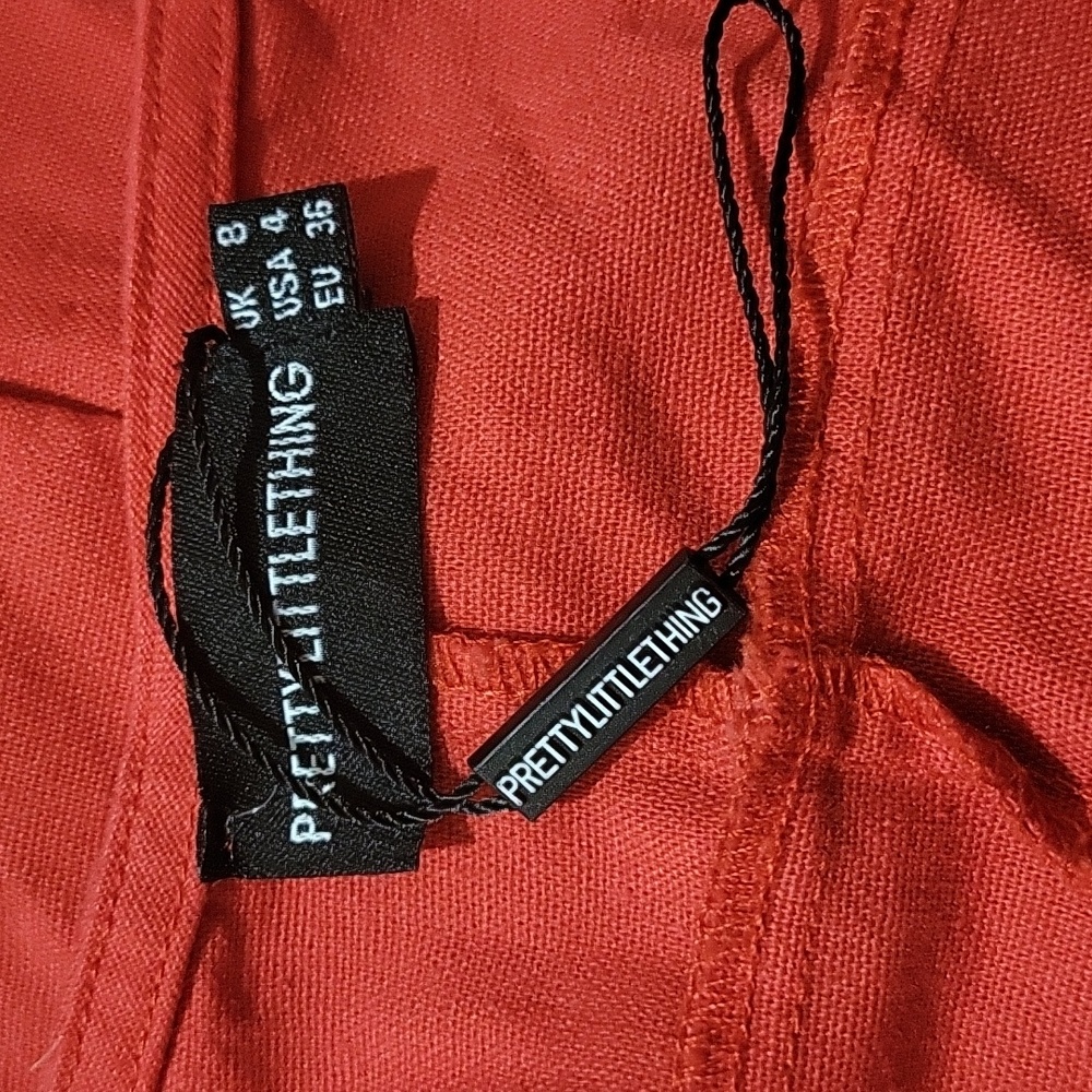 Prettylittlething Red Button Down Pencil Dress Li… - image 8